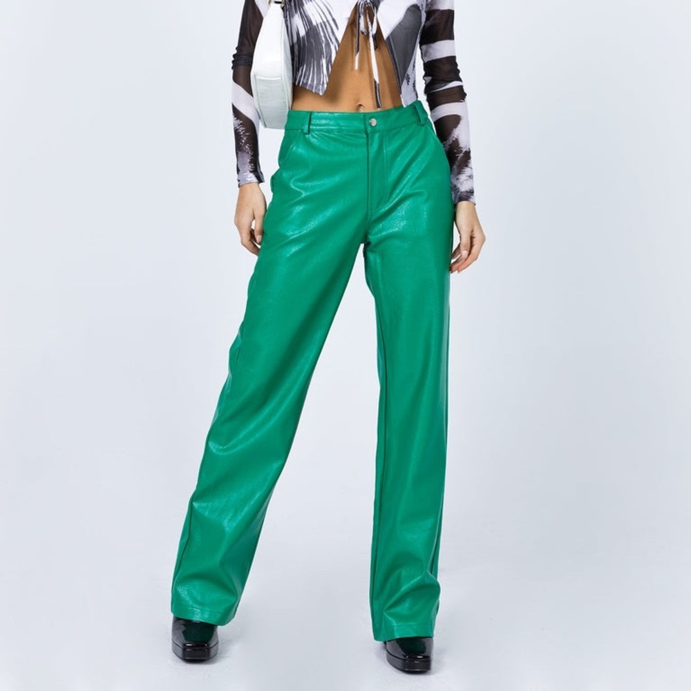PRINCESS POLLY ASHLEA PU GREEN PANTS
